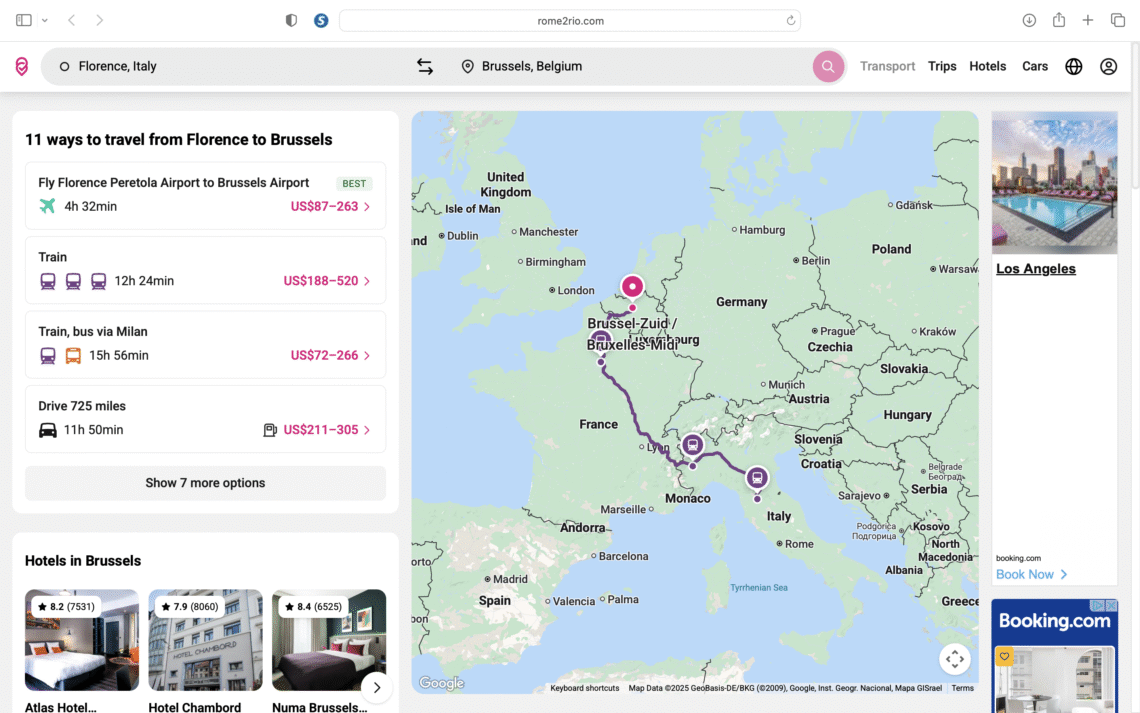 Transportation Website Rome2Rio
